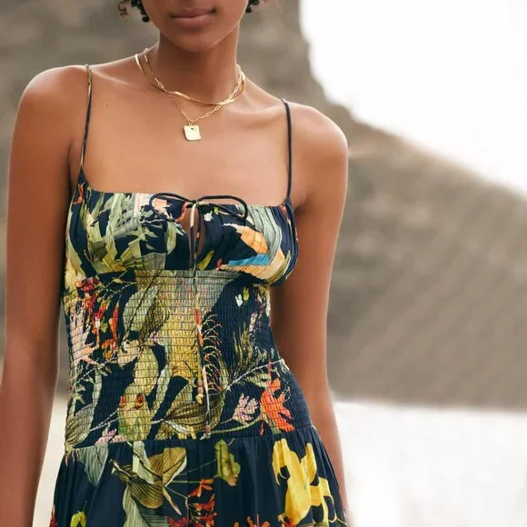 green emerald velvet dress Josefine Printed Silk Long Sleeve Mini Dress in bone floral main image 0